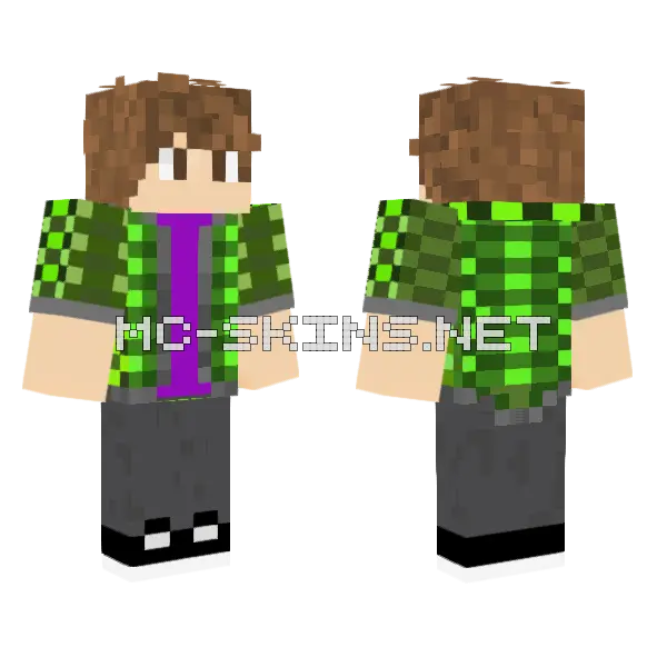 Purple And Green Outfit Minecraft skin, front and back