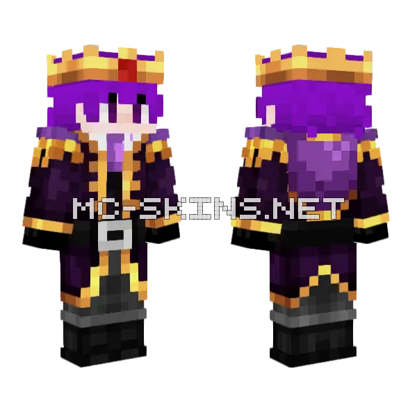 Purple Anime Boy Minecraft skin, front and back
