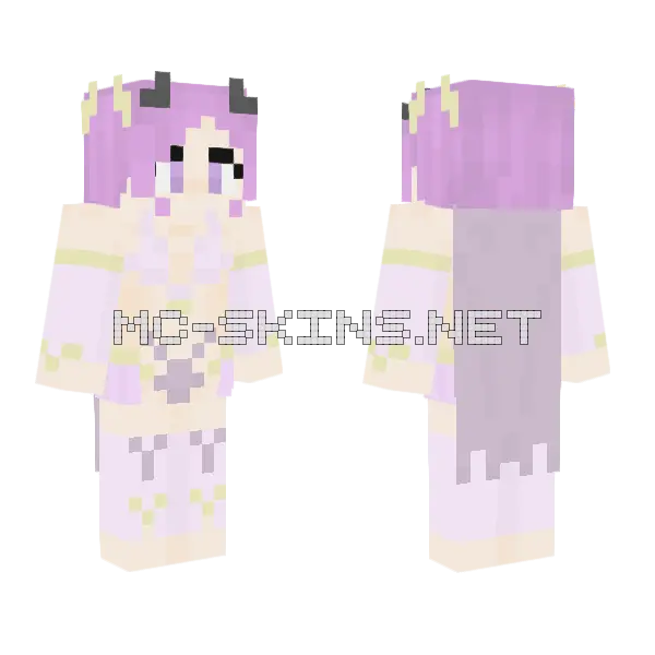 Purple Anime Girl Minecraft skin, front and back