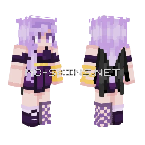 Purple Anime Girl Minecraft skin, front and back