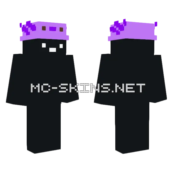 Purple Axolotl Hat Minecraft skin, front and back