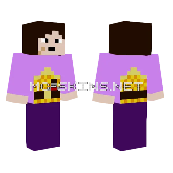Purple Bee Girl Minecraft skin, front and back