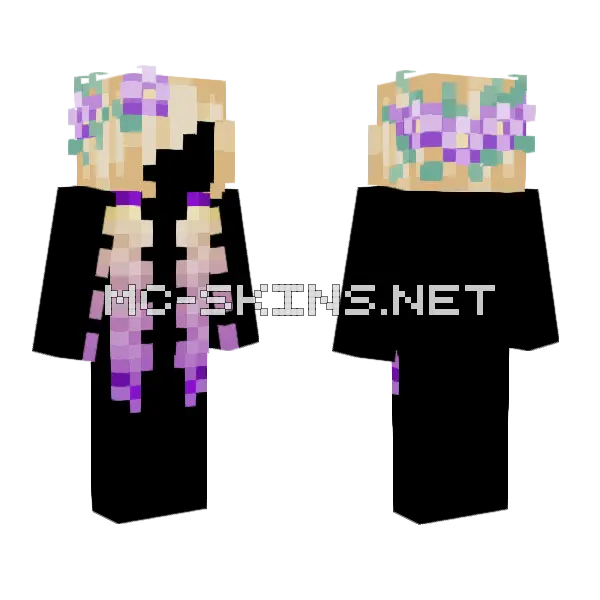 Purple Blond Braid Hair Base Minecraft skin, front and back