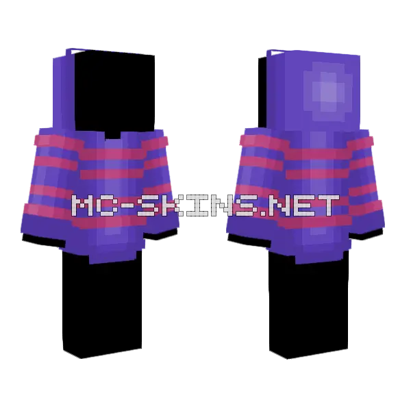 Purple Blue Hoodie Magenta Stripes Minecraft skin, front and back