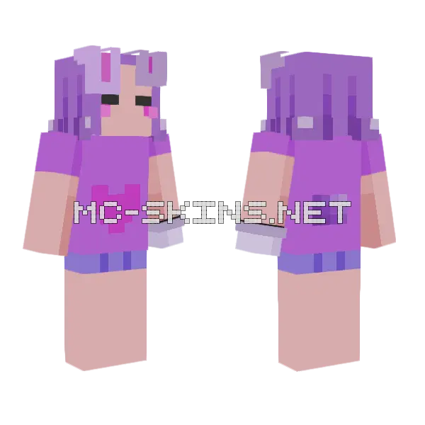 Purple Bunny Girl Minecraft skin, front and back