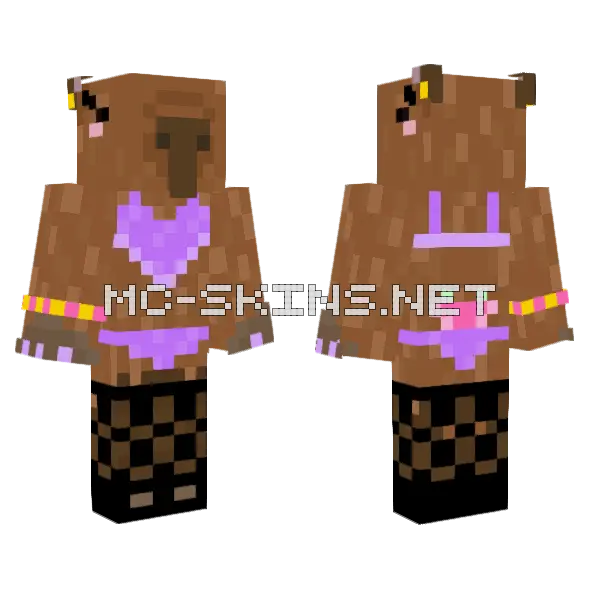 Purple Capy Lingerie Minecraft skin, front and back