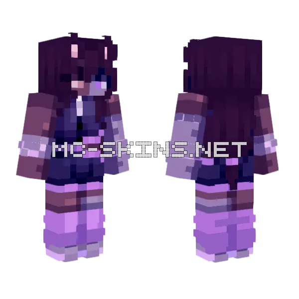 Purple Cat Boy Minecraft skin, front and back