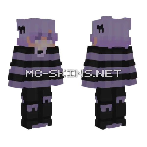 Purple Cat Boy Minecraft skin, front and back