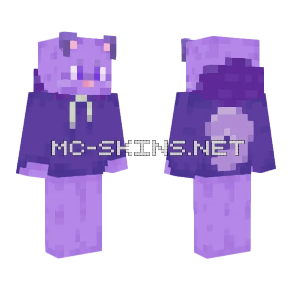 Purple Cat Character Minecraft skin, front and back