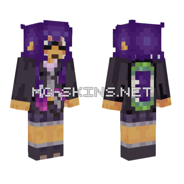 Purple Cat Ears Outfit, front and back