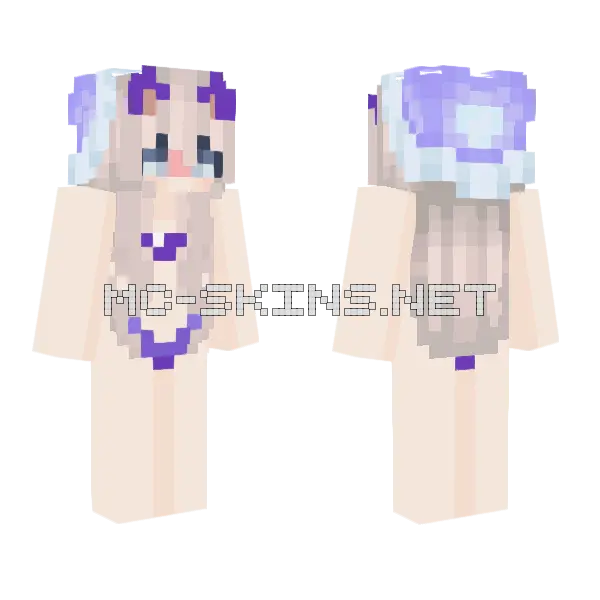 Purple Cat Girl Minecraft skin, front and back