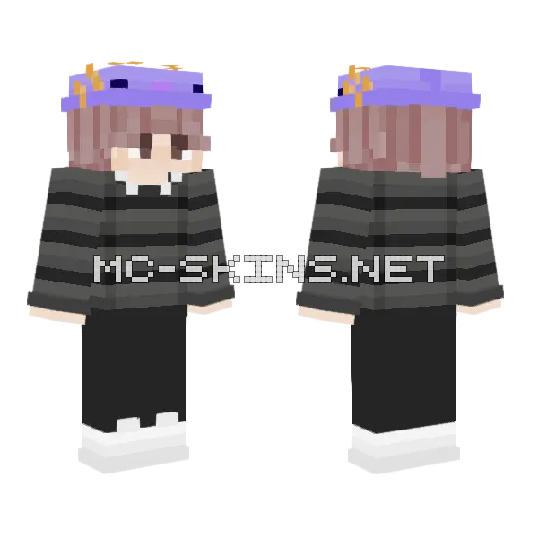 Purple Cat Hoodie Boy Minecraft skin, front and back