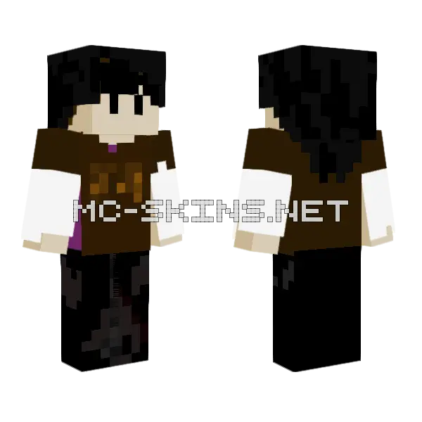 Purple Cat Hoodie Girl Minecraft skin, front and back