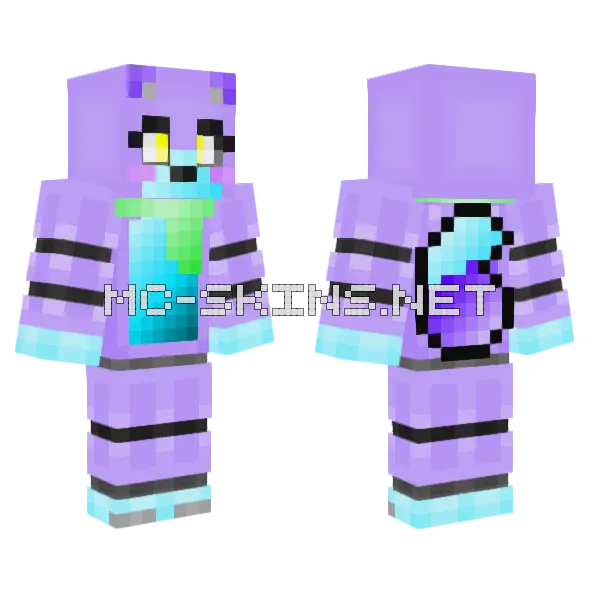Purple Cat Reshade Minecraft skin, front and back