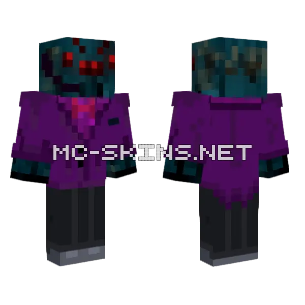 Purple Cave Spider Minecraft skin, front and back
