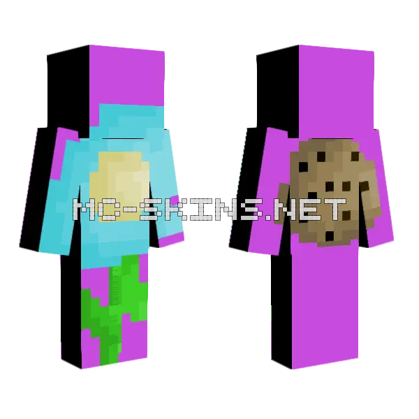 Purple Cookie Character, front and back