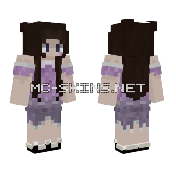 Purple Cozy Girl Minecraft skin, front and back