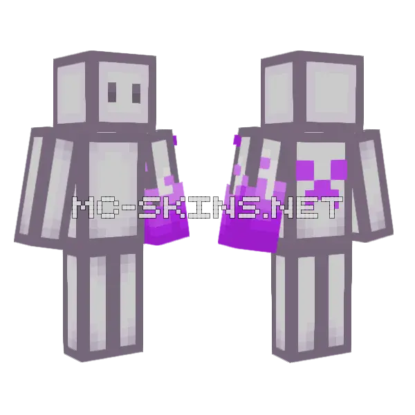 Purple Creeper Minecraft skin, front and back