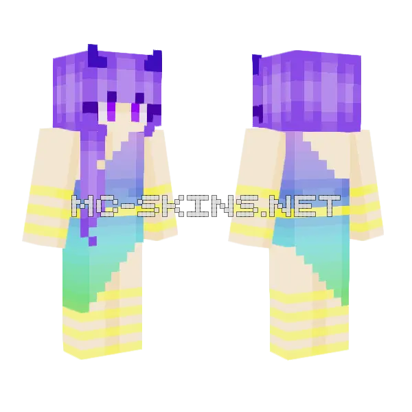 Purple Demon Girl Minecraft skin, front and back