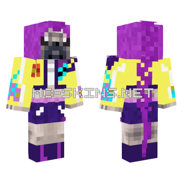 Purple Demon Pug, front and back