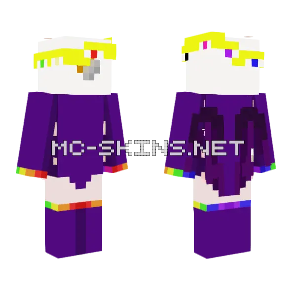 Purple Denied Eyesona Minecraft skin, front and back