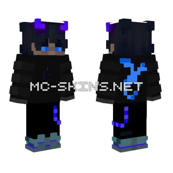 Purple Dragon Boy Minecraft skin, front and back