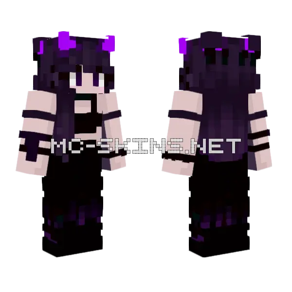 Purple Emo Devil Minecraft skin, front and back