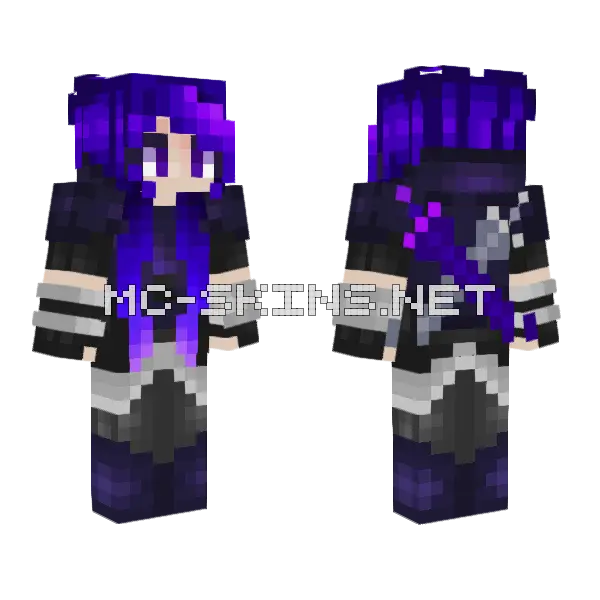 Purple End Warrior Minecraft skin, front and back