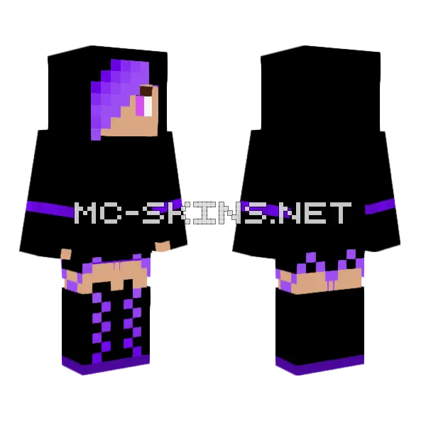Purple Ender Girl Minecraft skin, front and back