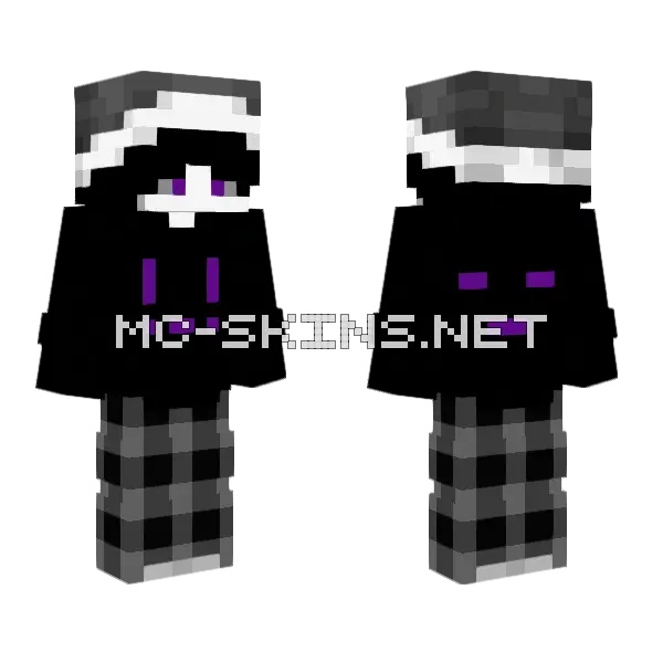 Purple Eyed Figure Minecraft skin, front and back