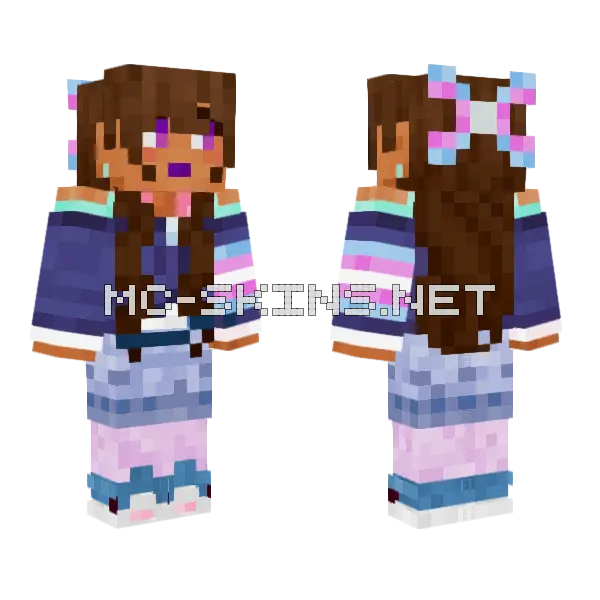 Purple Eyed Girl Minecraft skin, front and back