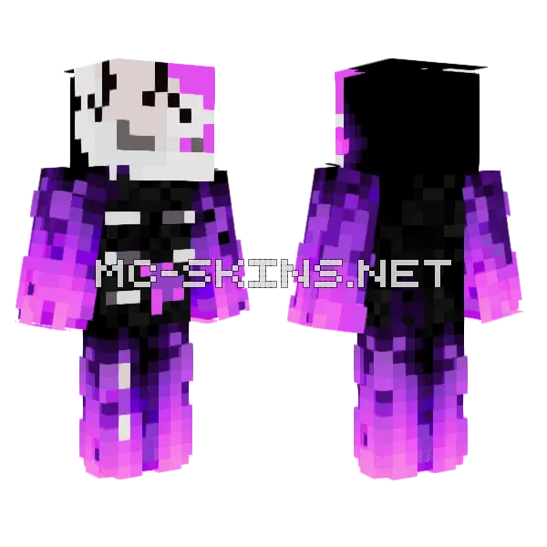 Purple Fire Yorker Minecraft skin, front and back