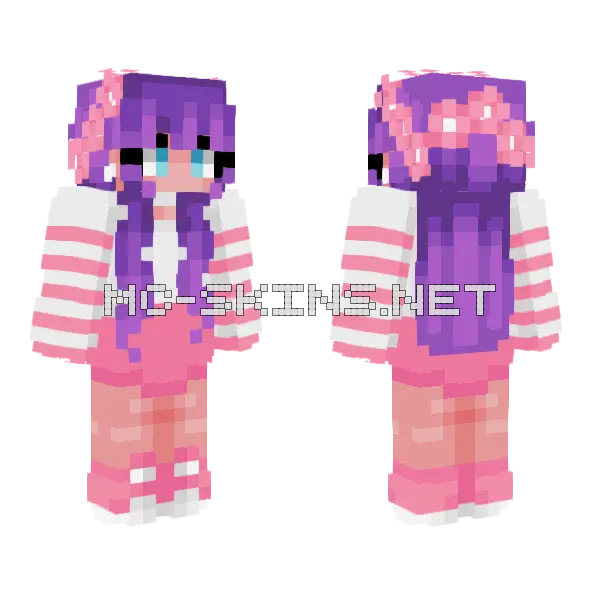 Purple Flower Girl Minecraft skin, front and back