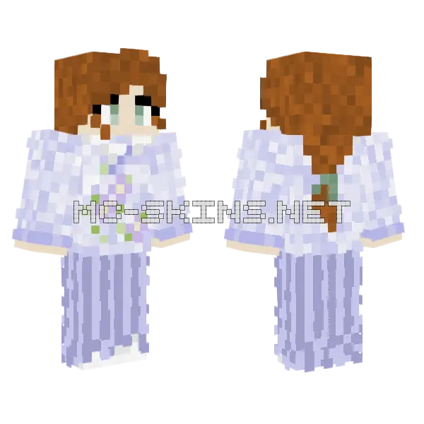 Purple Flower Pony Tail Minecraft skin, front and back