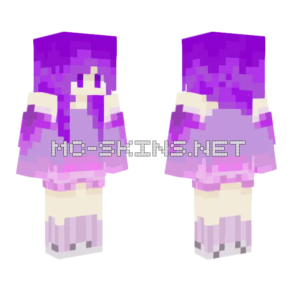 Purple Flowing Hair, front and back