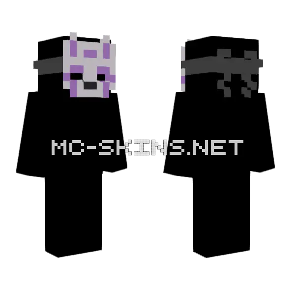 Purple Fox Mask Unshaded Minecraft skin, front and back