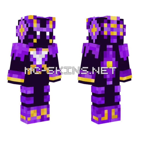 Purple Freak Cat Minecraft skin, front and back