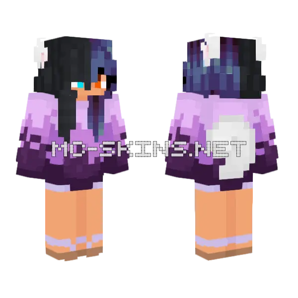 Purple Galaxy Girl Minecraft skin, front and back