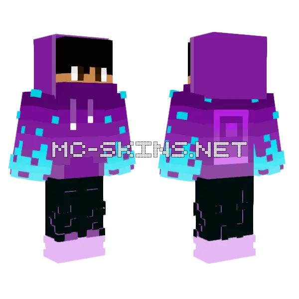 Purple Gamer Minecraft skin, front and back