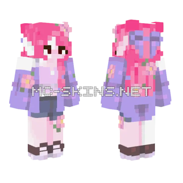 Purple Girl Minecraft skin, front and back