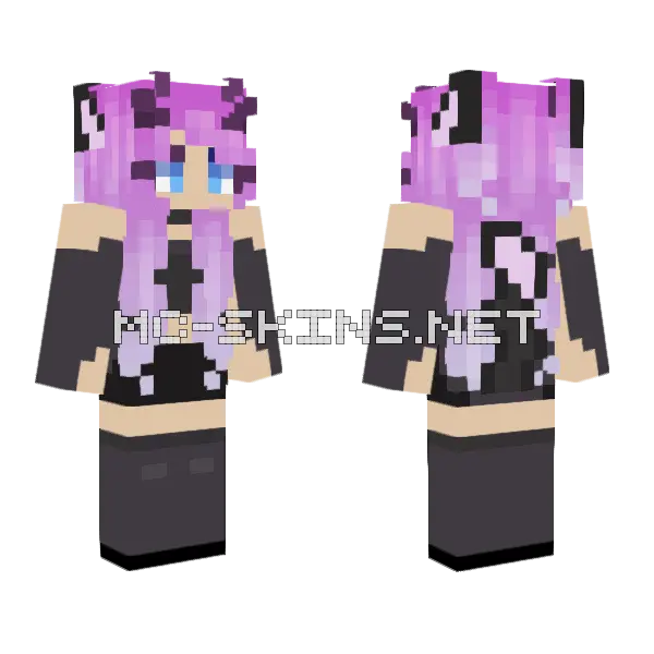 Purple Girl Minecraft skin, front and back