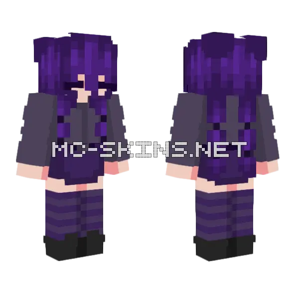 Purple Girl Minecraft skin, front and back