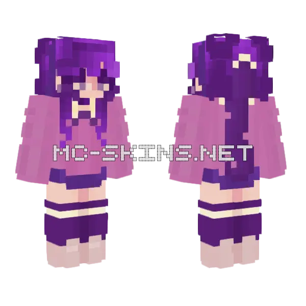 Purple Girl Minecraft skin, front and back