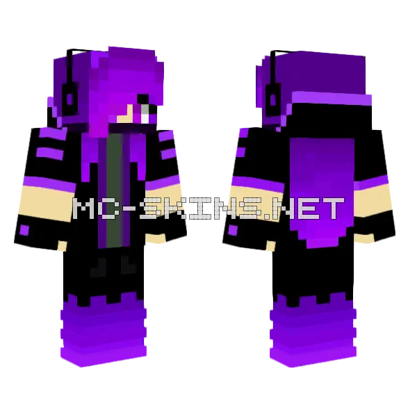 Purple Girl Minecraft skin, front and back