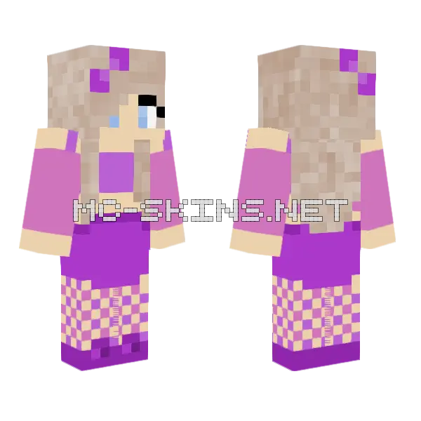 Purple Girl Minecraft skin, front and back