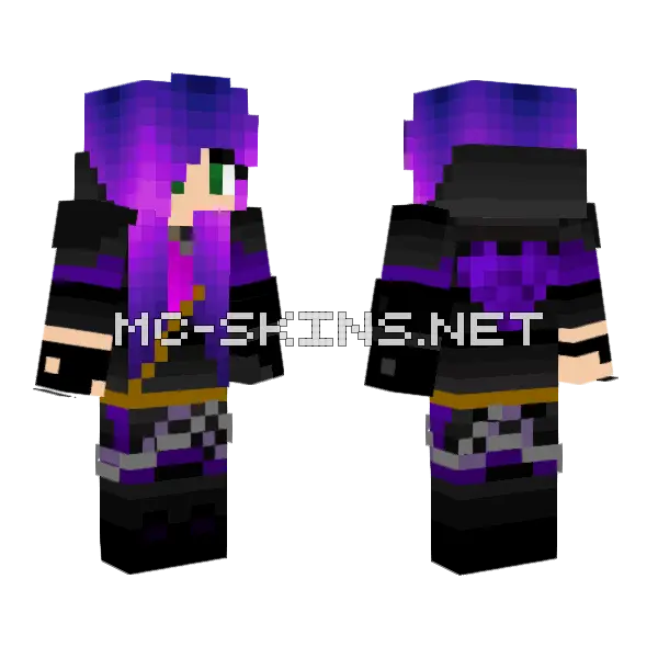 Purple Girl Minecraft skin, front and back