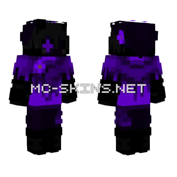 Purple Glitch Monster Minecraft skin, front and back