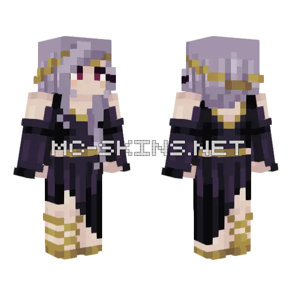 Purple Gold Mage Minecraft skin, front and back