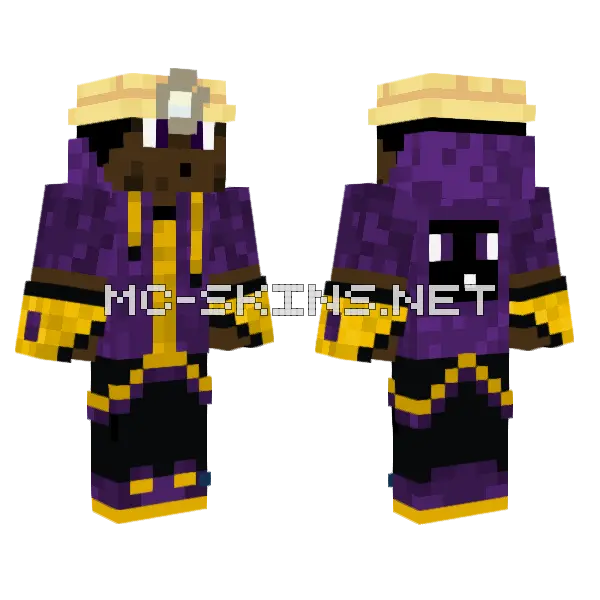 Purple Gold Outfit Minecraft skin, front and back