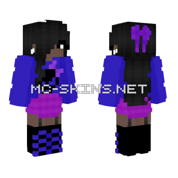 Purple Goth Girl Minecraft skin, front and back